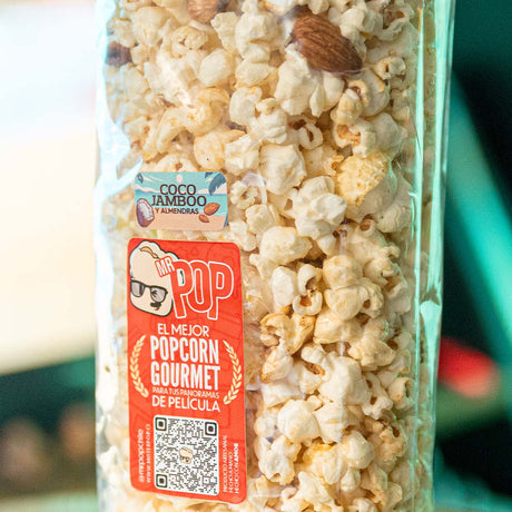 Bolsa de palomitas de maíz gourmet sabor Coco Jamboo (coco y almendras) de Mr Pop, 1,5 L
