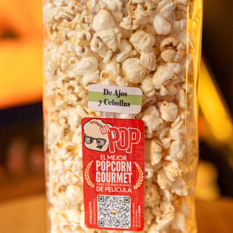 Bolsa de palomitas de maíz gourmet saladas sabor Ajo Cebolla de Mr Pop, 1,5 L