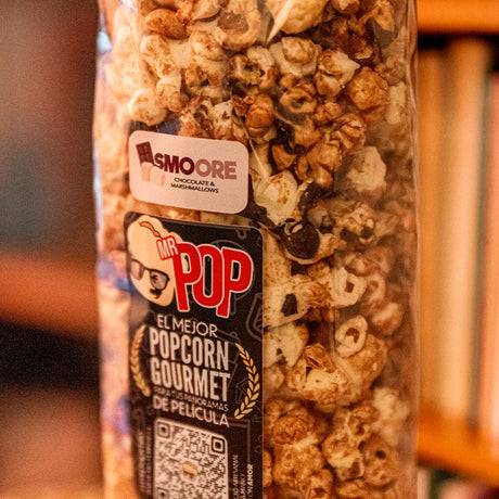 Bolsa de palomitas de maíz gourmet premium sabor Smoore (chocolate y marshmallows) de Mr Pop, 800 cc
