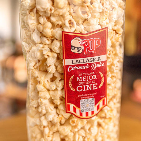 Bolsa de palomitas de maíz gourmet sabor Laclásica (caramelo) de Mr Pop, 1,5 L, popcorn artesanal Santiago