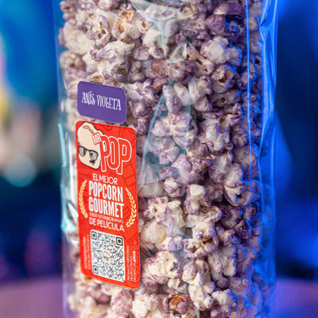 Bolsa de palomitas de maíz gourmet sabor Anís Violeta (caramelo de anís) de Mr Pop, 1,5 L